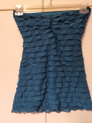 Strapless top petrol with ruffles like new