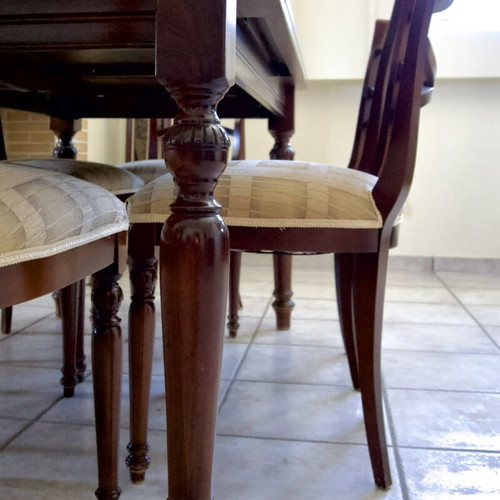 Wooden dining set with 6 chairs
