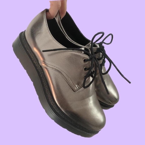 Brogue Oxford women's shoes silver used, size 38