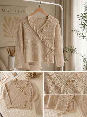 Knitted summer sweater like new, beige and gold, size M