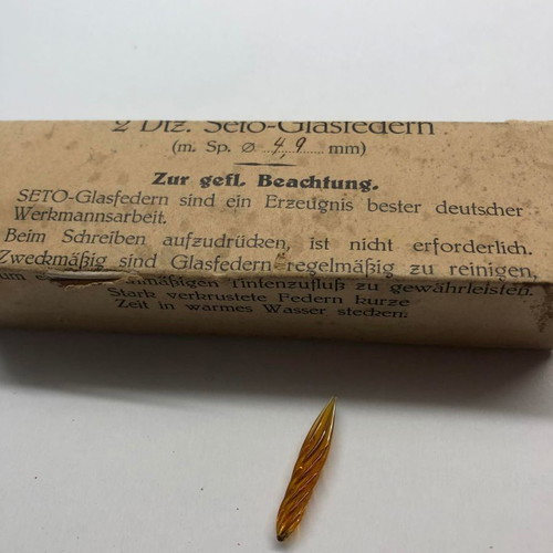 German glass pen nib 1925 new, intact