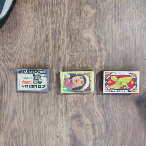 Vintage authentic matchboxes set of 3 used, Israel, India, Japan
