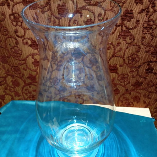Large glass vase used, tabletop or floor, 41 cm