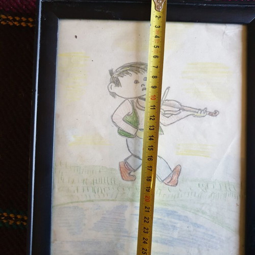 Small painting boy with violin used
