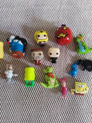 Miniature toys pack like new, including Kinder and Funko Pop
