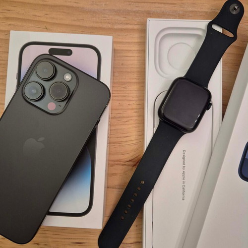 iPhone 14 Pro και Apple Watch Series 9 45mm σαν καινούργιο, μαύρο, 128GB