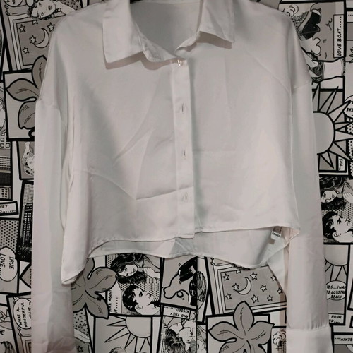 Crop shirt Bershka white like new, size S