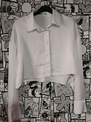 Crop shirt Bershka white like new, size S