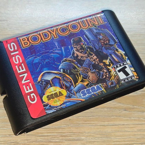 Bodycount Sega Genesis Cartridge like new, retro shooter