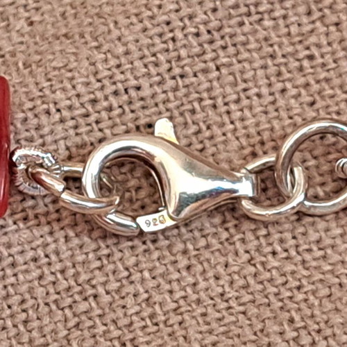 Vintage necklace with natural red coral and 925 silver clasp, like new