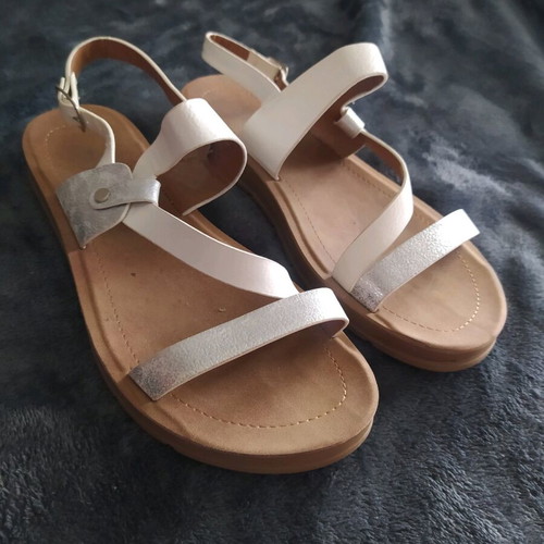 Women's sandals used, size 40, white and gray