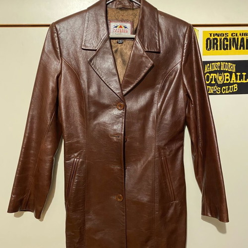 Leather brown coat like new from Turkey