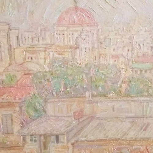 Oil painting on canvas Nikos Koukakis used with vintage frame