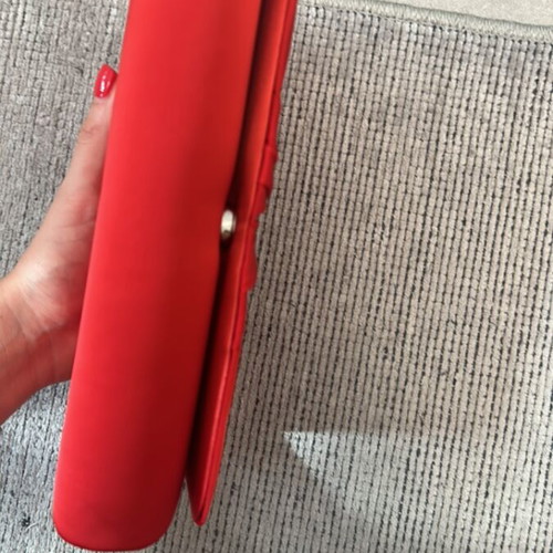 Red satin clutch bag like new