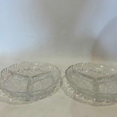 Vintage crystal plates used, set of 2 for nuts 14cm