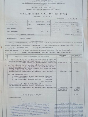 Old insurance policies, set of 4
