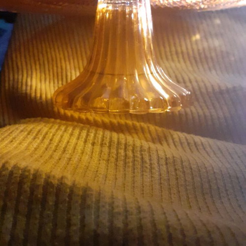 Vintage orange amber glass fruit bowl used 29 cm