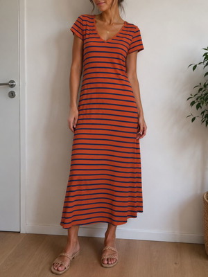 Striped long dress Sfera like new, blue and orange, size S