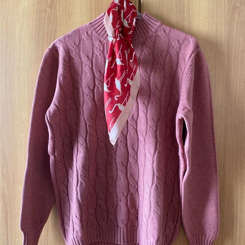 Celestino sweater new, pink with cable knit design, size XXL