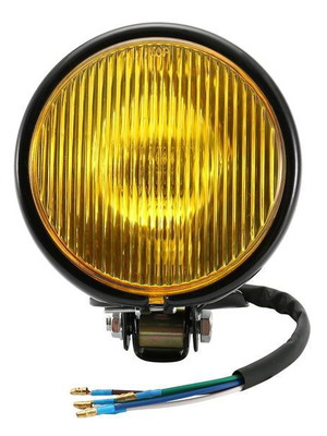 Universal Retro Yellow Motorcycle Headlight 12V 35W Bullet Style new