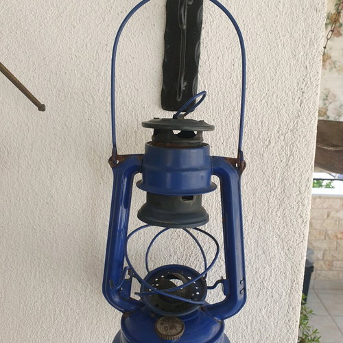 Old kerosene lamp used, decorative lantern without glass and wick