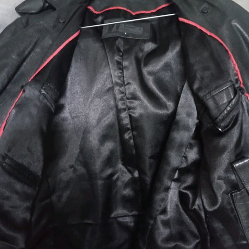 Leather men's overcoat like new, genuine leather, black, size XS