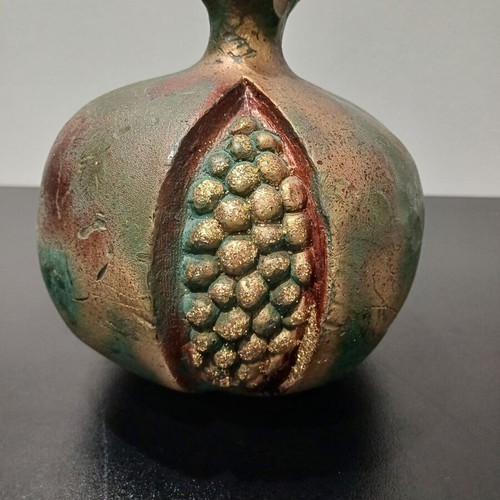 Pomegranate candle used with gold dust height 14.5cm