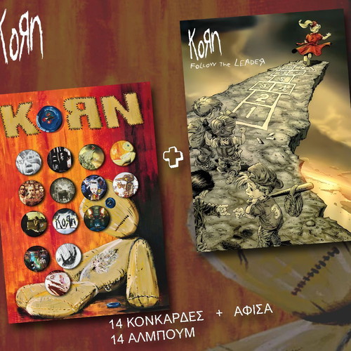 KORN set of 14 pins 2.5cm and Follow the Leader poster new