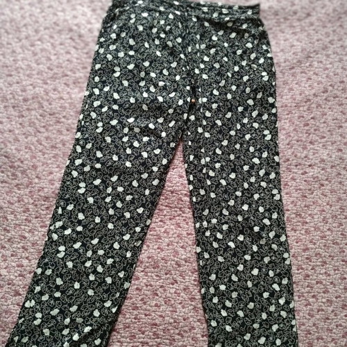 Namaste summer straight-leg pants black with flowers like new
