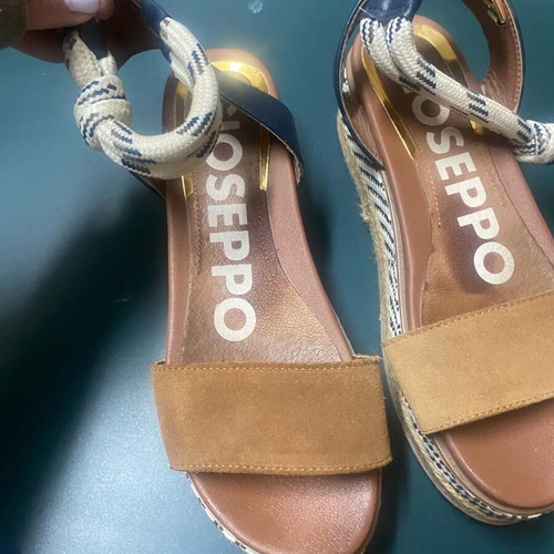 Gioseppo platform espadrille sandals size 37 used, white and brown