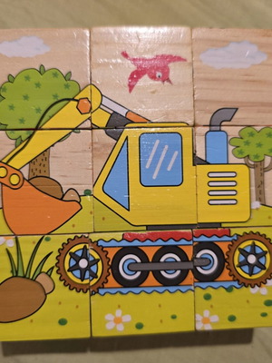 Wooden building blocks used, vehicles