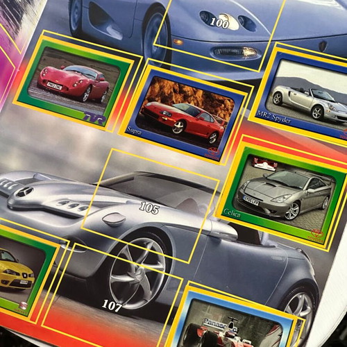 Auto Speed 2006 collectible sticker album used, 122 car stickers