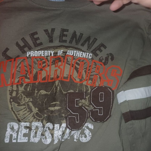 Yigga Teen Long-Sleeve Shirt 152/158 like new, khaki with Warriors 59 print