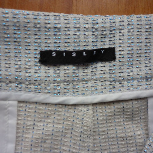 Sisley pants used, waist 36 cm, length 82 cm, size S, white multicolor