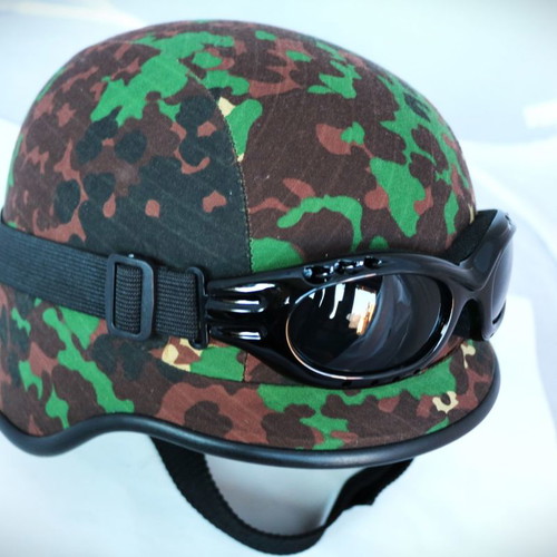 U.S.A Army replica motorcycle helmet with goggles, multi camouflage
