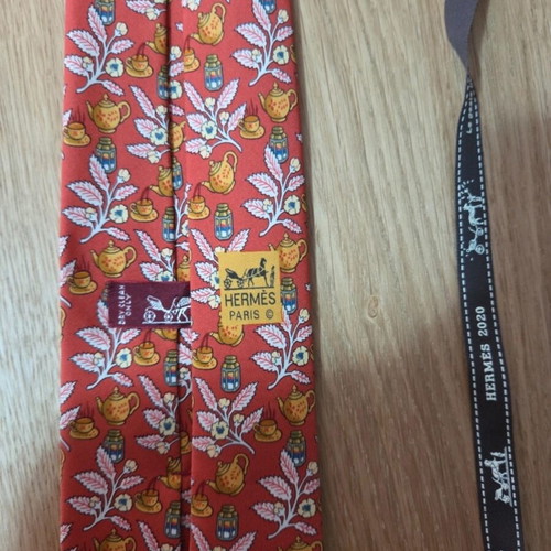 Hermes Story of Tea Silk Tie New with Box and Ribbon