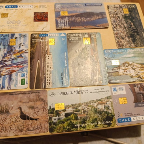 Phone cards with drachmas used, very good condition