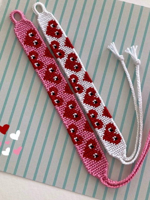 Macrame bracelet with hearts made to order
