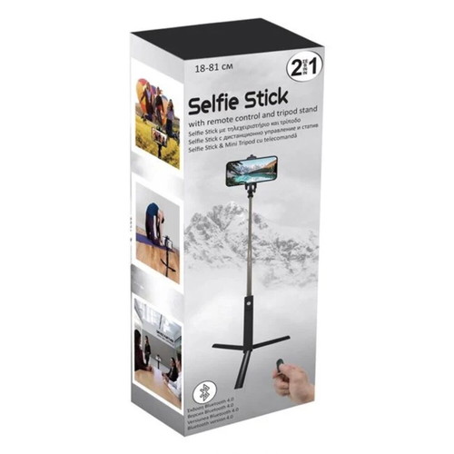 Selfie Stick with Remote Control and Tripod 2-in-1 18-81cm