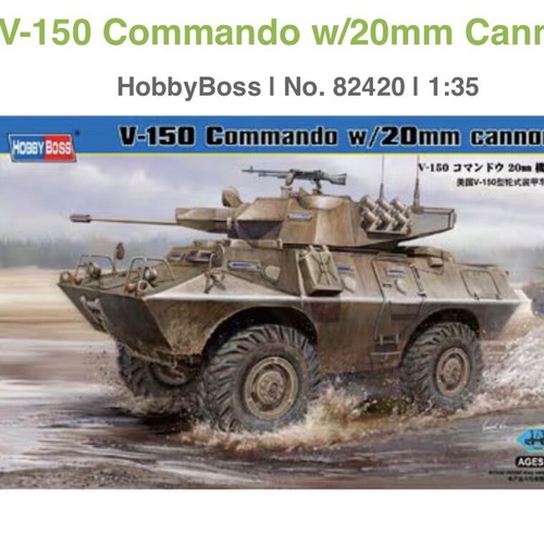 V-150 Commando Model Kit with 20mm Cannon by HobbyBoss 1:35 New