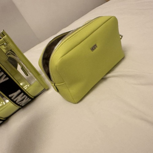 DKNY crossbody handbag, yellow-green, transparent with inner pouch