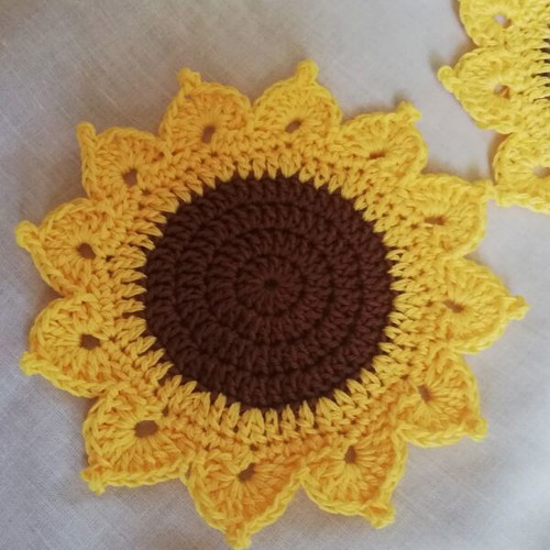 Set of 4 handmade crochet sunflower coasters