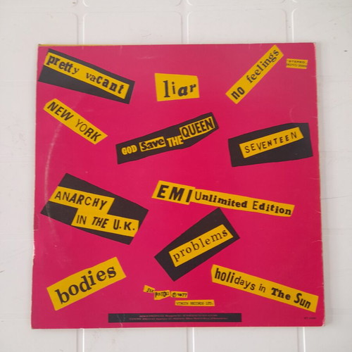 Sex Pistols Never Mind the Bollocks vinyl record, punk