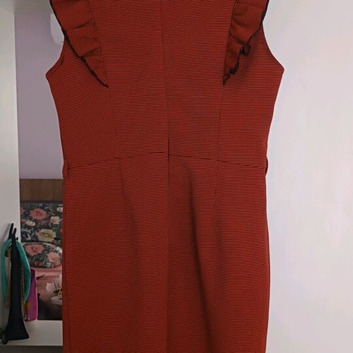 Vintage red fitted dress like new, petit check pattern