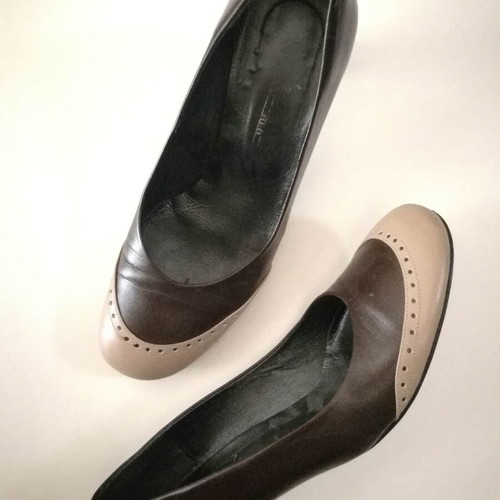 Handmade leather pumps used no36 brown with cream
