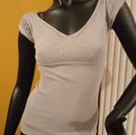 Naf Naf silver lurex viscose top new, size S