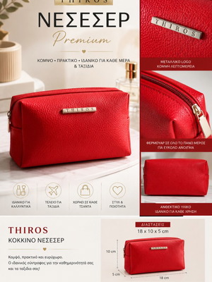 Thiros cosmetic bag used, red, 18x10x5 cm