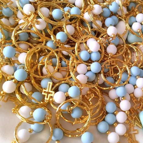 Handmade baptism keychains with hanging cross made to order