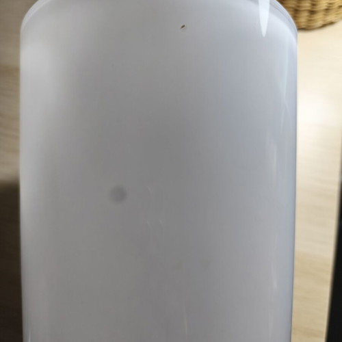 Glass vase 30cm, white with slight wear