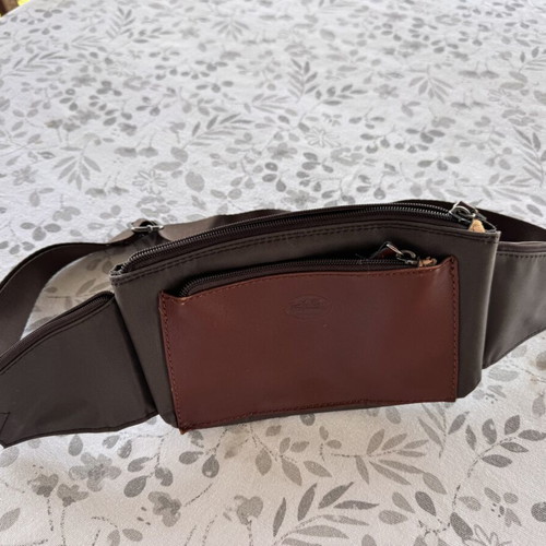 Men's waist bag, brown synthetic leather